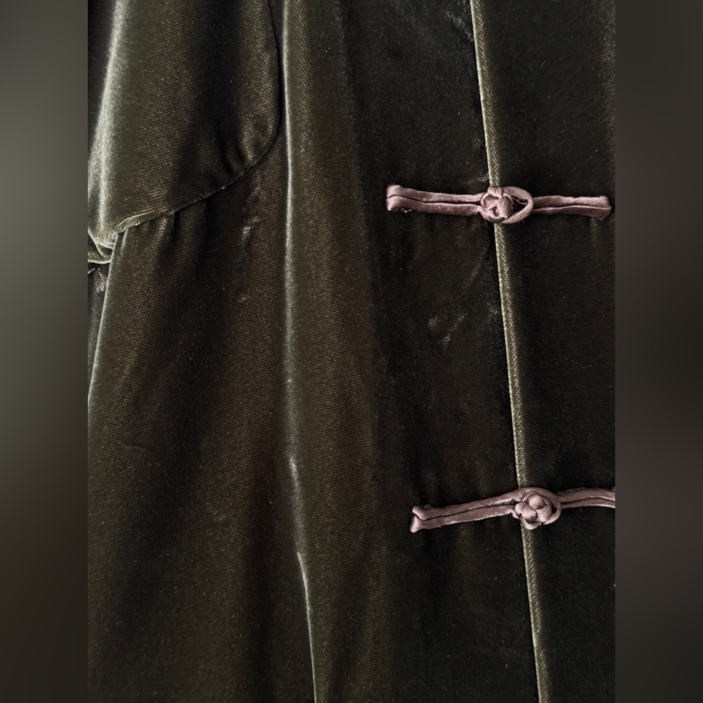 Shanghai Tang Olive Green Velvet Chinese Jacket - Picture 5 of 8